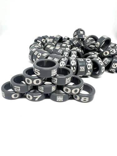 Générique Bagues Plastique 2025 pour Pigeons/Poules 08/10/12/14/16/18/20mm Couleur Vert (12.0mm, 20 Bagues)