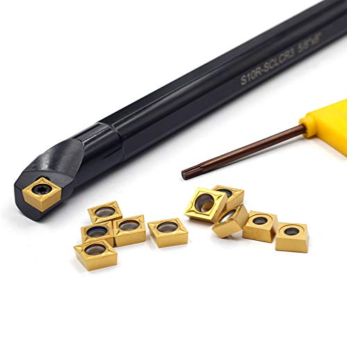 Oscarbide 5/8'' X 8''Indexable Boring Bar With 10 Pieces Carbide Insert Ccmt09T304(Ccmt32.5) Right-Hand Sclcr Boring Bar #TOP2