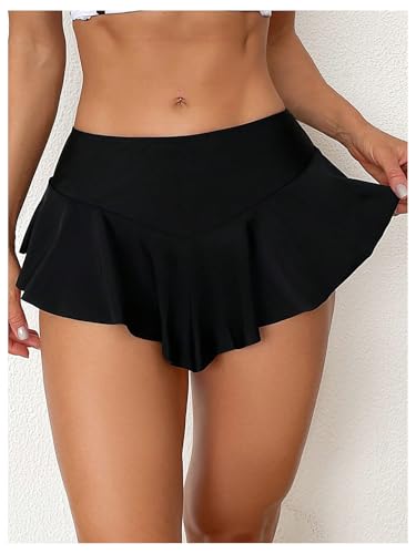 WDIRARA Women's Ruffle Hem Mini Swim Skirt Summer Low Rise Bikini Bottom4