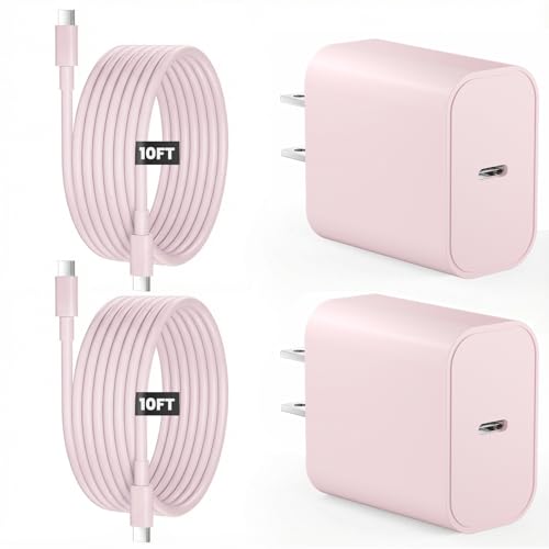 iPad Charger Fast Charging 20W USB C Charger Block with 10FT USB C to C Cable for iPad Pro 13/12.9/11 inch iPad A16 11th/10th iPad Air 13/11 inch M4/M3/M2/5th/4th iPad mini 7/6 (Pink)