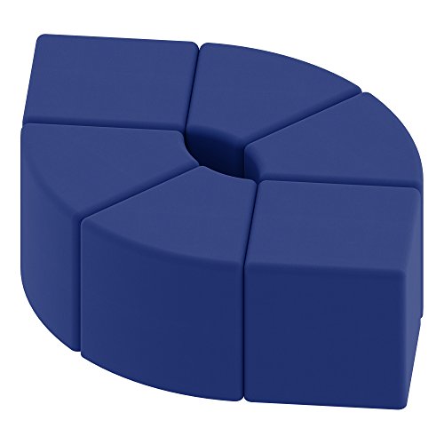 Image of Sprogs 12 inch H Structured Cube Stool -Flexible Modular Collaborative Soft Seating for Office, Home, Lounge and School Classrooms with Durable Frame & Set of 2 inch Legs Add-on - Blue
