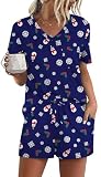 RUBZOOF Conjunto de pijama de manga corta para mujer con bolsillos, XXL