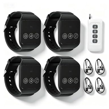 di Pulsanti di Chiamata Wireless, Cicalino a Vibrazione, Cercapersone Wireless Chiamata Cercapersone di Chiamata con Campanello Pulsante di Avviso con 4 Ricevitori per Orologi