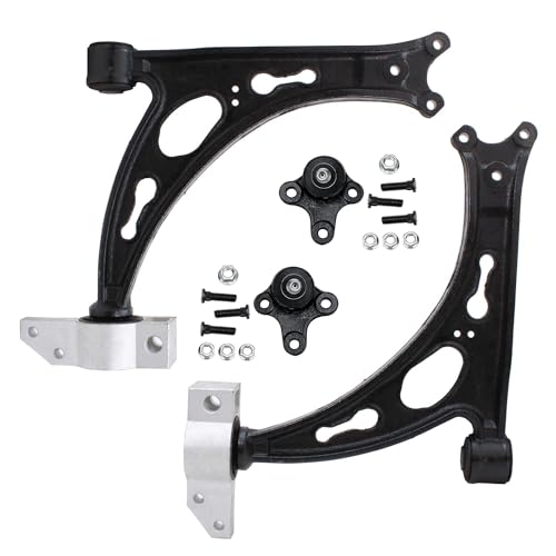 Image of Detroit Axle - 4pc Front End Control Arms Kit for Volkswagen Jetta Golf GTI EOS R32 Rabbit Audi A3 Quattro, 2 Lower Control Arms + 2 Lower Ball Joints Replacement