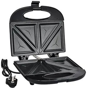 REZEK Sandwich Maker Machine 4 Slice Triangle Sandwich Toaster Maker |Heat Resistant Bakelite Body | Oil Free Toasting | Non-Stick Coated Plates for Easy-to-Clean | 750W - Black |1Y Warranty