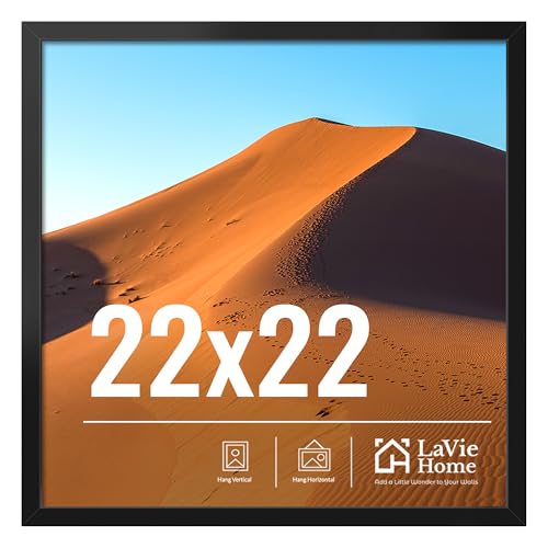 LaVie Home 22x22 Picture Frame for Wall Display, 22x22 Square Picture Frame with HD Plexiglas, 22 x 22 Poster Frame 1 Pack, Display Frame for Vertical or Horizontal, Black Classic Collection