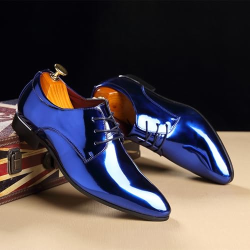 Men's Luxury Pointed-Toe Oxfords, Comfortable, Shiny, high-end Color Matching, Fashionable, Trendy, Suitable for Proms, Parties, Weddings and Daily Leisure.2