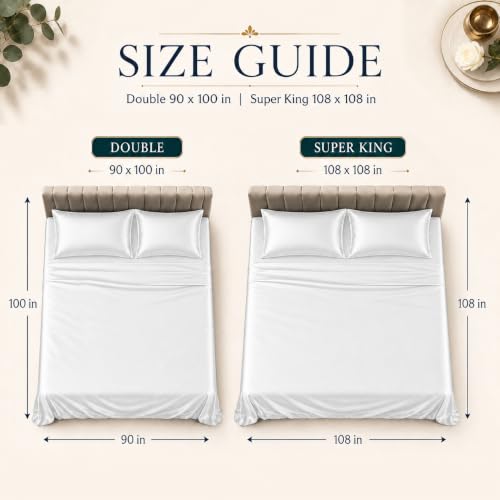 Image of Cloth Fusion Flat Satin Bedsheet Double Size 90x100 inch | White, 2 Pillow Covers, 300 TC, Glossy Finish, Smooth on Hair and Skin, Gift for Couples, Wedding & Anniversary
