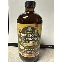 Soursop & Turmeric Living Bitter 5 in 1 with Angelica Roots, Nut Meg & Myrrh Extracts Hebal Tonic 16oz