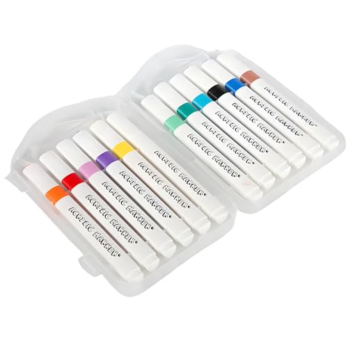 Image of JOUET Acrylic Paint Markers Set, 12 Colors, Water-Based, Non-Toxic, for Rock Painting, Canvas, Glass, Wood, School Projects