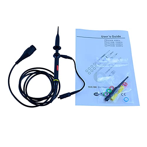 Hantek Universal oscilloscope Probe with Accessories kit 80MHz Scope Clip with BNC to Minigrabber Test Leads 1X 10X (PP-80B)