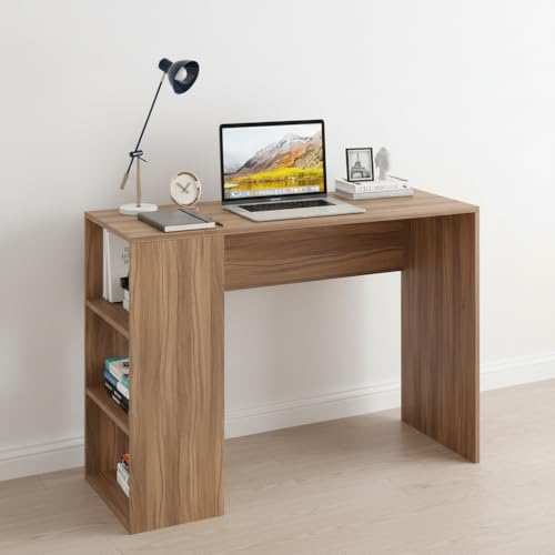 Image of FURNEASER Lexus Wooden Study Table with Side Storage Shelves, Modern Computer Desk for Home & Office (ST-LX80-L)