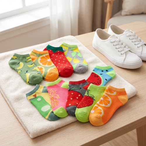 Image of Tipi Toe Women's 10 Pairs Lightweight Colorful Socks - Fun Low Cut Patterns for All-Day Comfort and Easy Everyday Style