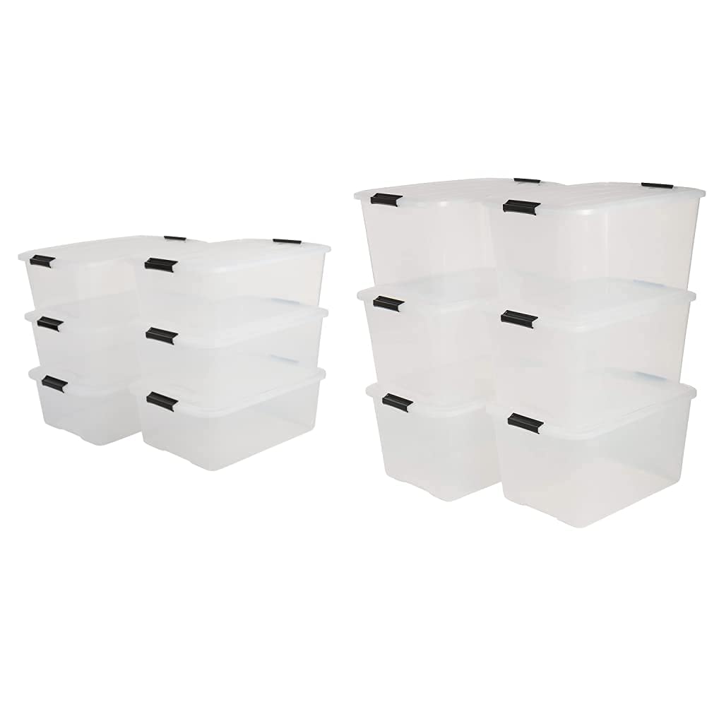 Iris, 6er-Set stapelbare Aufbewahrungsboxen 'Top Box', mit Deckel und Klickverschluss, 30 Liter, Kunststoff/Plastik, transparent 6er-Set stapelbare Aufbewahrungsboxen 45 Liter, Kunststoff