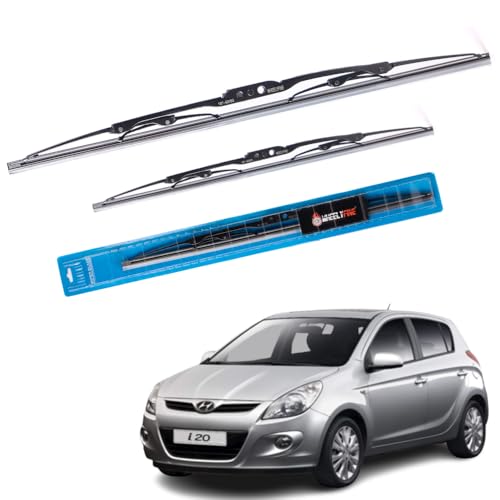 Image of Windshield Car Wiper Blades Metal Frame Water Repellant Cleaning Wiper Blades Refills Best for Hyundai I20 (2008 Onwards) Dr 24 inch /Pa 16 inch
