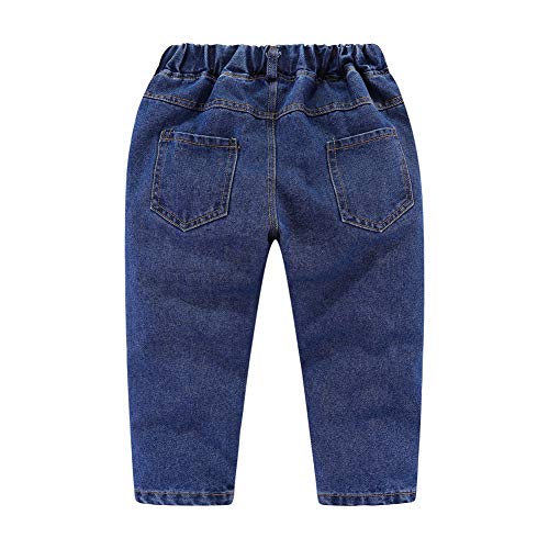 Mud Kingdom Cute Little Boys Ripped Denim Pants Elastic Waist Casual Dark Blue 5T2