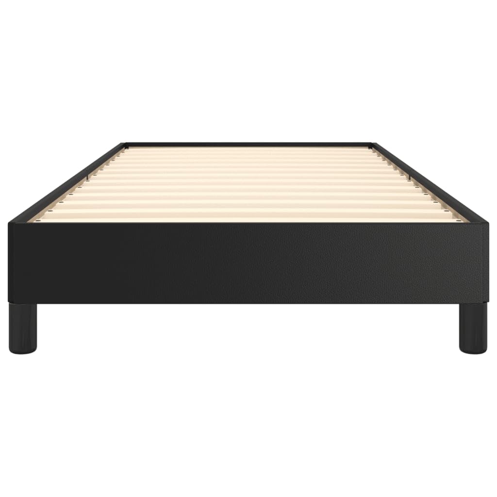 Bettgestell Schwarz 90x200 cm Kunstleder mit stabilen Stützbeinen und Sperrholzlatten, schmutzabweisend und pflegeleicht, einfache Reinigung mit feuchtem Tuch, inklusive
