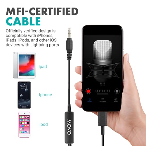 Movo Tcb5 Male 3.5Mm Trs Microphone Adapter Cable To Lightning Connector Compatible With Apple Iphone, Ipad Smartphones And Tablets #TOP1