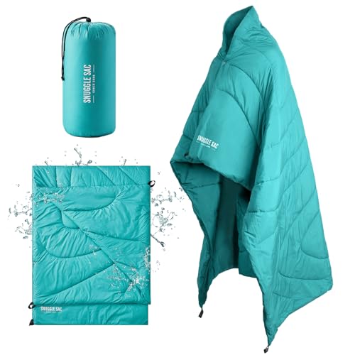 Snuggle-Sac-Outdoor-Puffy-Camping-Blanket-Packable-Water-Resistant-Warm-Down-Alternative-Stadium-Hiking-Blanket-Lightweight-Compact-Camping-Quilt-Blankets-for-Travel-Beach-Picnic-55-x-70-Teal