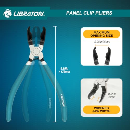 Image of Libraton Panel Clip Pliers, Diagonal Cutting Pliers, Clip Removal Tool | Automotive Door Panel Removal Tool, Flush Cut Pliers Auto Plastic Trim Fastener Removal Tool, Rivets Pry Clip Puller Tool