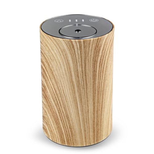 アロマディフューザー ネブライザー式 水なし エルエンスタジオ コードレス車用ディフューザー アロマ芳香器 噴霧量調整可能 USB充電式 静音 精油瓶2個付き ヨガ室・部屋・車載・店舗などに適用 日本語説明書付き (木目調)
