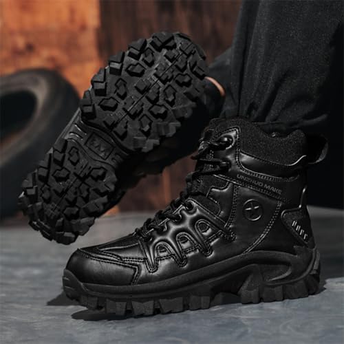 Image of Men's Military Tactical Boot Lightweight Comfortable Boots Motorcycle Combat Hiking Boots Hiking Boots Hiking Shoes (black,8.5)