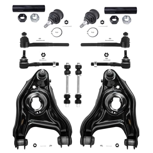 Image of Detroit Axle - 12pc Front Suspension Kit fits 2WD ONLY 2 Lower Control Arms & Ball Joints, 4 Inner & Outer Tie Rod End Links 2 Tie Rod Adjusting Sleeves 2 Sway Bars