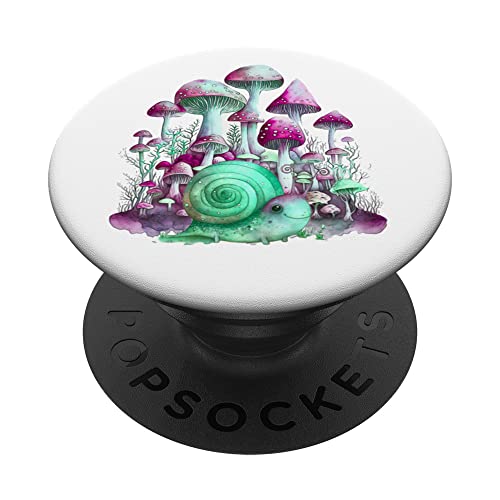 Mushrooms and Snail Autumn Forest Mushroom PopSockets Swappable PopGrip, Black