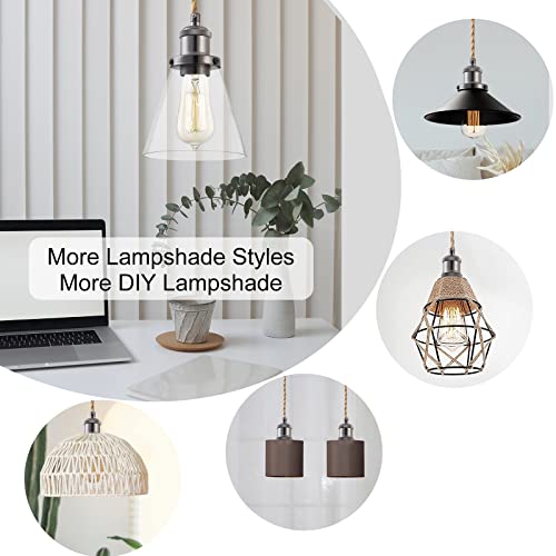 Image of Industrial Mini Pendant Light Kit, E26 Socket Pendant Hanging Light, Hemp Rope Vintage Hanging Pendant Light Cord, Adjustable Pendant Lights Ceiling Mount Kitchen Island Farmhouse
