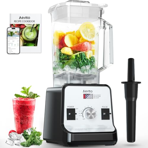 Aeitto Blender for Kitchen, 68 Oz Large Capacity Professional Countertop Blender, 1500-Watt Smoothie Blender for Ice Crush, Frozen Drinks, Silver