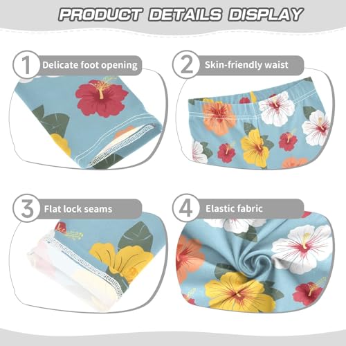 Red Yellow Hibiscus Flowers Girls Leggings Soft Stretch Workout Yoga Dance Pants for Kids Casual Tights3