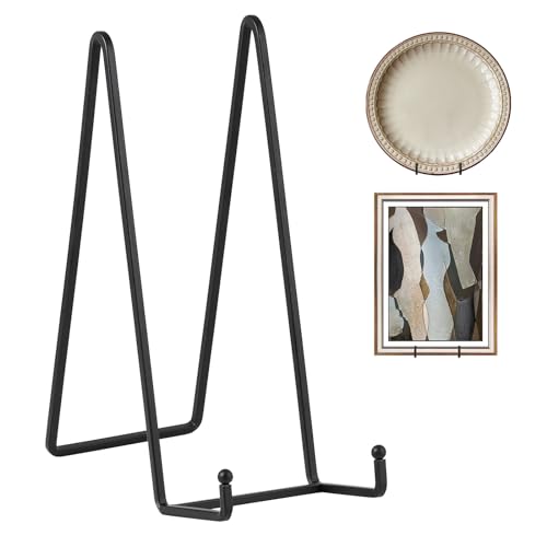 2 Supporti Espositori Metallici Per Piatti, Foto E Cornici, Cavalletti Da Tavolo In Ferro Nero, 11x10.5 Cm