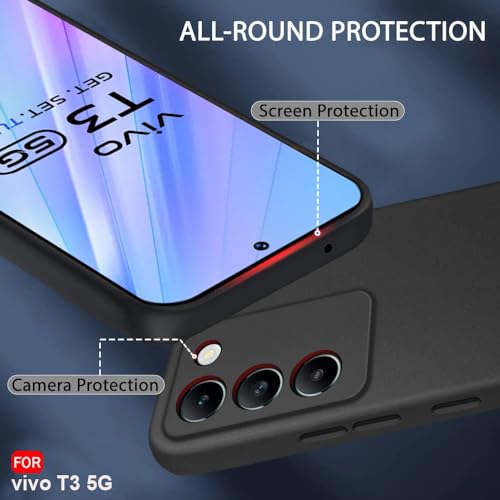 Image of TheGiftKart Sleek Back Cover Case for Vivo T3|Y200e | Slim Fit Protective Design | Ultra Matte Finish | Camera Protection Bump | Soft Silicon Case (Black)
