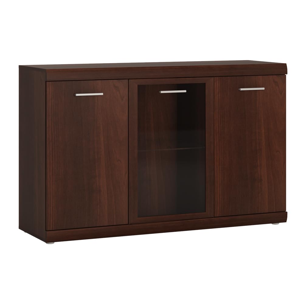 Lomadox Lowboard und Sideboard Wohnzimmer Möbel Set Nussbaum Wohnwand Fernsehwand klassisch TV Schrank Highboard Vitrine