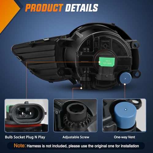 Image of Nilight Fog Lights Assembly Compatible with 2011 2012 2013 2014 2015 2016 2017 Toyota Sienna Base LE XLE (Not Fit SE Models) w /H11 12V 55W Bulbs Driver and Passenger Side Clear Lens Black Bezel