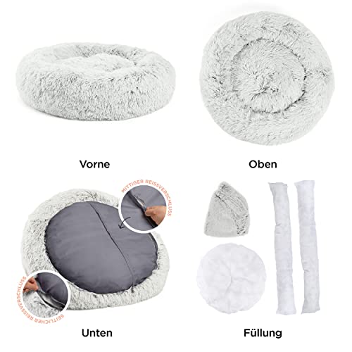Best Friends by Sheri The Original Calming Donut - Beruhigendes Haustierbett - maschinenwaschbarer Reißverschluss-Bezug - Frostgrau - 91 x 91 cm - L