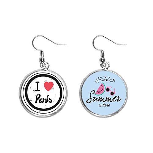 Pendientes de sandía con letras colgantes estilo playa