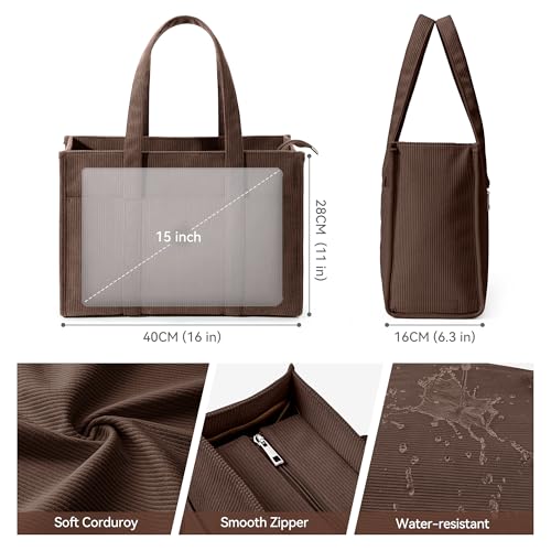 Bolso Tote de Pana Grande Casual con Portavasos 40oz miniatura 5