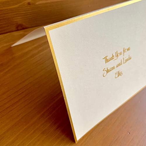 Gold Foil Border Personalized Fold Notes - Custom Raised Ink Stationery