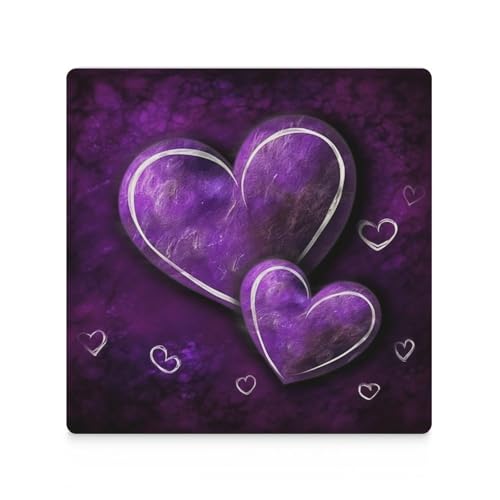 Dessous de verre imprimés cœurs violets lavables et stables - 4