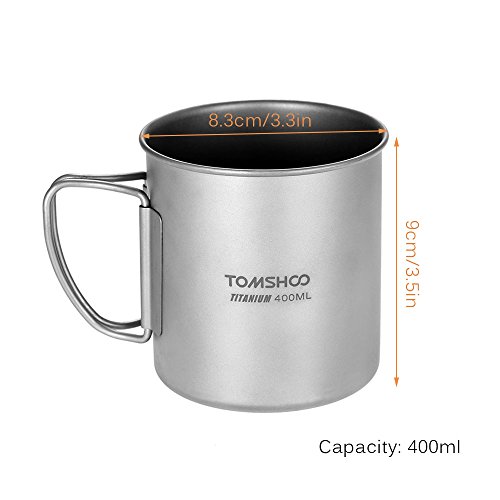DECDEAL 400 ml Titanium Cup Outdoor Portable Camping Picnic Caneca de copo de água com alça dobrável