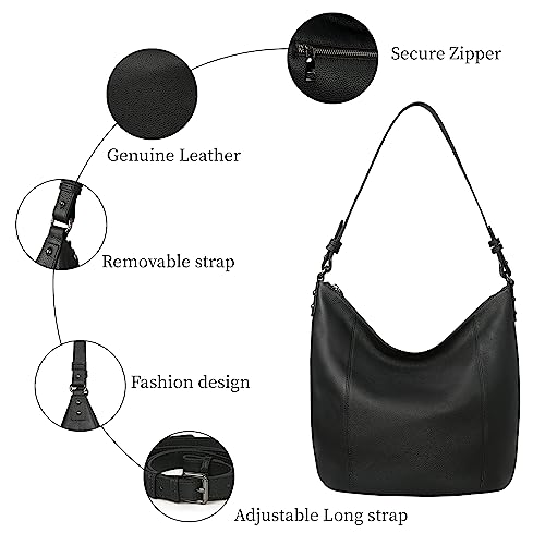 Image of Iswee Soft Leather Hobo Shoulder Crossbody Handbag Purse for Women Tote | Slouchy Bag Large Capacity Casual Travel Pocketbook Designer Daily Work Bag