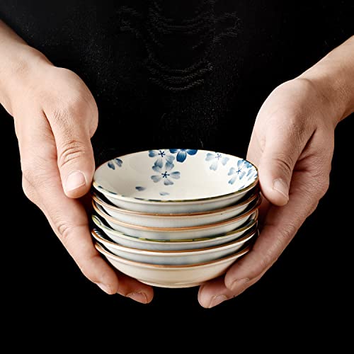 Weunum Soy Sauce Bowls/Dishes Set Of 6, 4 Inch Dipping Bowls Sushi Plates And Appetizer Dessert Small Bowls For Charcuterie Board,3 Oz Porcelain Pinch Bowls For Kitchen Prep(Blue Mixed) #TOP2