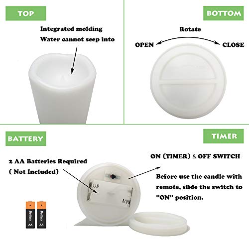 Image of 2 Pack Outdoor Flameless Pillar Candles with Remote and Timer Waterproof Battery Operated Electric LED Candle Set for Gift Home Decor Party Wedding Supplies Garden Christmas Decoration, 3 inch x 6 inch