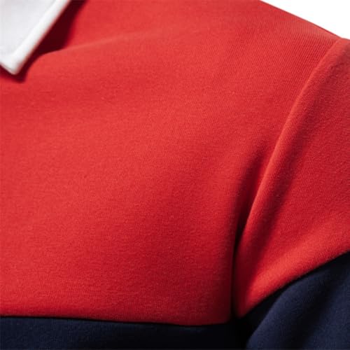Mens Preppy Sweatshirt Color Block Casual Long Sleeve Slim Fit Pullover Autumn Sweatshirts For Men With Collar3