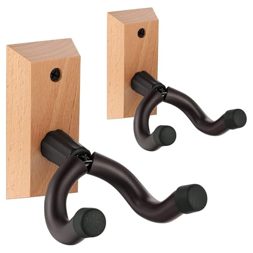 Soporte de pared para guitarra, gancho de madera dura para guitarras acústicas, clásicas, eléctricas, bajo, ukelele, soporte duradero y seguro para una fácil visualización y almacenamiento