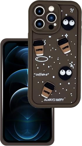 Image of GoldKart Back Case Cover Compatible for iPhone 12 Pro Max | Cute Fun Cartoon 3D Ball Coffee Silicone Case | Full Body Protection Back Cover for iPhone 12 Pro Max - Brown
