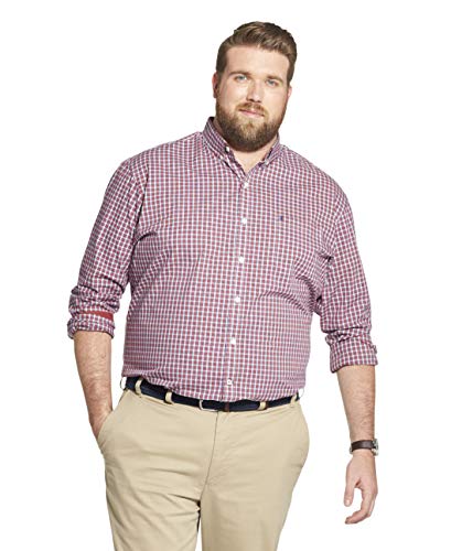 IZOD Men's Big & Tall Big and Tall Button Down Long Sleeve Stretch Performance Plaid Shirt, REAL RED, 3X-Large