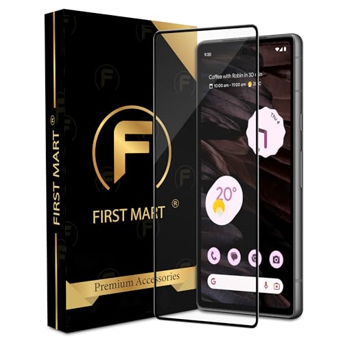 Image of FIRST MART Edge to Edge Tempered Glass for Google Pixel 7A 5G (6.1 Inch) with Easy Self Installation Kit | Black Case Friendly Screen Protection