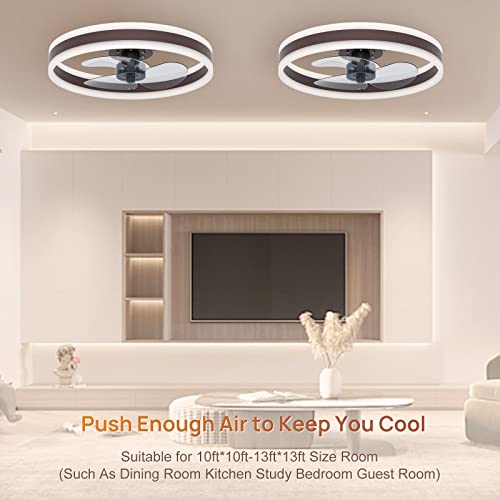Werbuy 16'' Ceiling Fans With Lights And Remote App Control, Low Profile Flush Mount Small Ceiling Fan For Bedroom Kitchen Tv Room With 6 Speeds/Quiet Reversible Dc Motor/Smart Timing -3 Abs Blades #TOP7